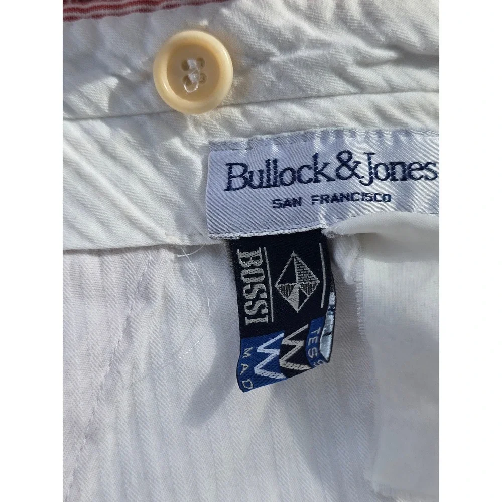 Bullock & Jones Seersucker Pants Mens 36 Red White Pleated‎ Bossi Italy
